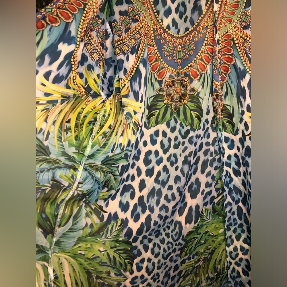 Vibrant Blue Animal Print Kaftan - Picture 14 of 16